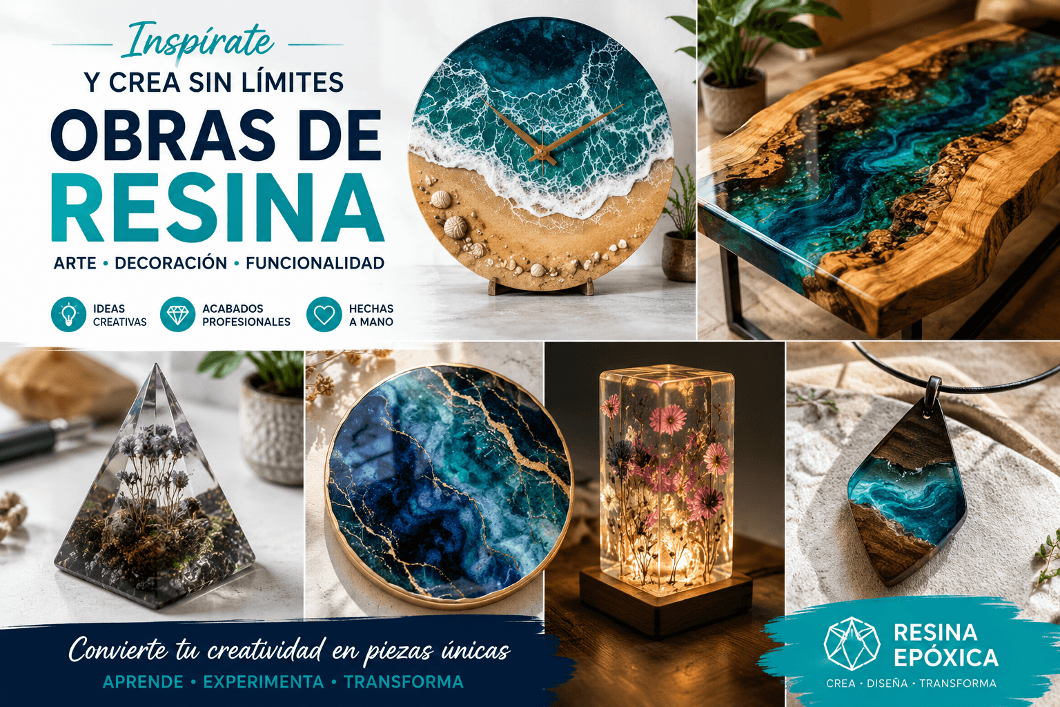 Ejemplos de proyectos creativos realizados con resina epóxica para principiantes